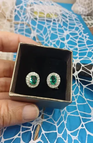 Pendientes Goldfilled Zirconitas y Agua Mar