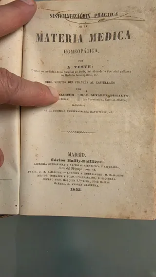 Materia médica homeopatica. Libro de 1855 A. Teste