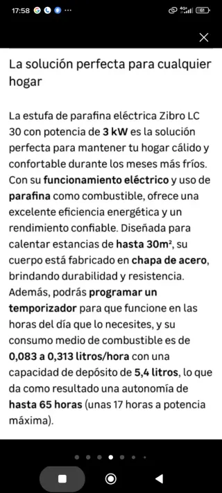 Estufa de parafina Zibro