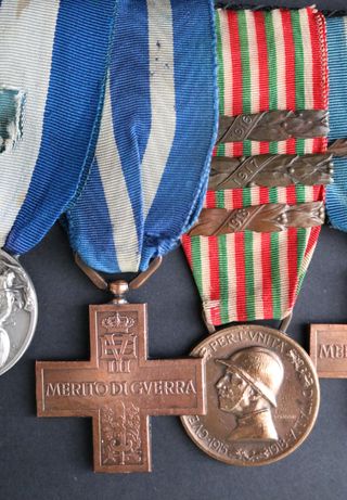 Pasador 6 Medallas Oficial Italia WWI Regia Marina