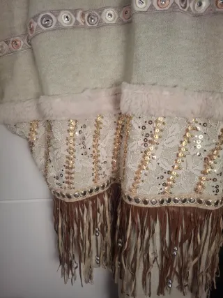 Poncho Chal Argentino Lana Acrílica Piel Conejo