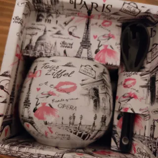 2 Tazas Cerámica París con Cuchara