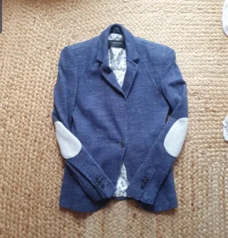 Blazer Zara Mujer Azul con coderas