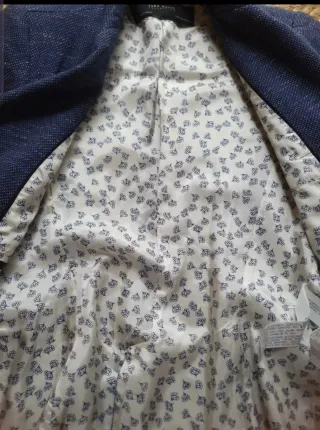 Blazer Zara Mujer Azul con coderas