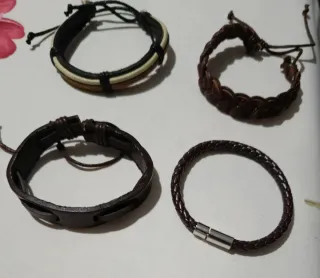 Lote 4 Braccialetti in Pelle Marrone Uomo