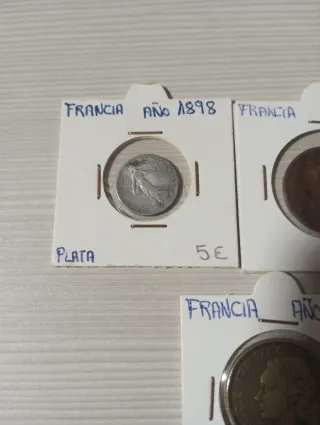 Lote 13 monedas Francia, 2 de plata