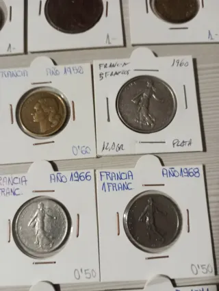 Lote 13 monedas Francia, 2 de plata