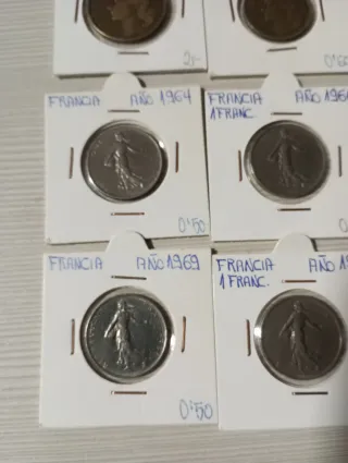 Lote 13 monedas Francia, 2 de plata