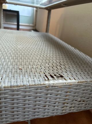 Mesa de terraza mimbre y cristal