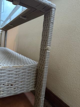 Mesa de terraza mimbre y cristal