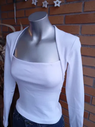Top blanco Zara manga larga