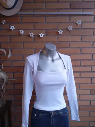 Top blanco Zara manga larga