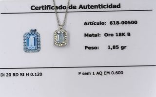 Cadena y colgante Tynel oro 18k aguamarina