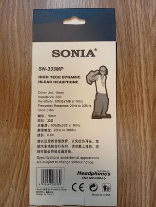 Auriculares Sonia SN-333MP Stereo Mini Jack