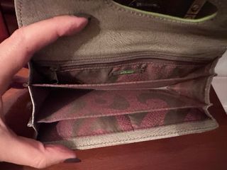 Monedero mujer verde y beige