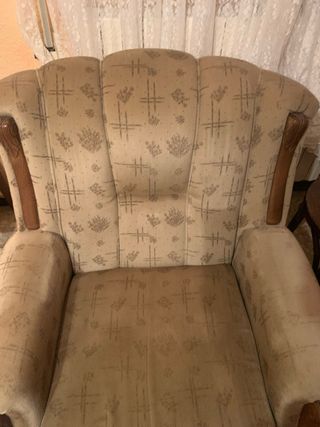 Sillón individual vintage tela y madera