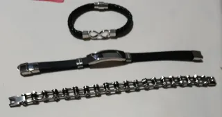 Lote 3 Pulseras Hombre Acero Inoxidable