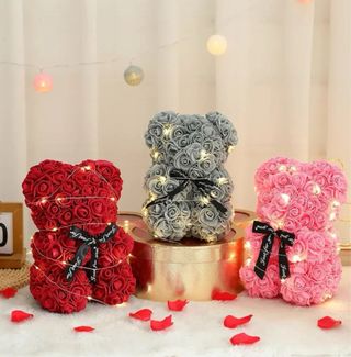 Orso di rose 25cm con luci LED