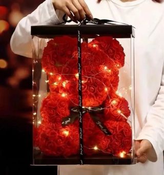 Orso di rose 25cm con luci LED