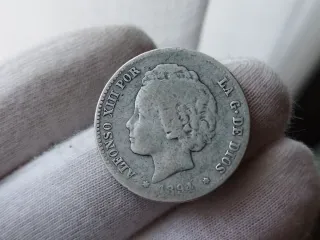 Moneda Plata 1 peseta 1894 Alfonso XIII