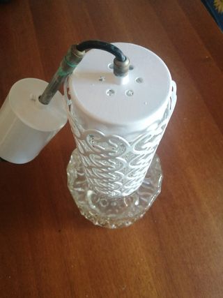 Lampadario sospensione anni 70 vetro e metallo