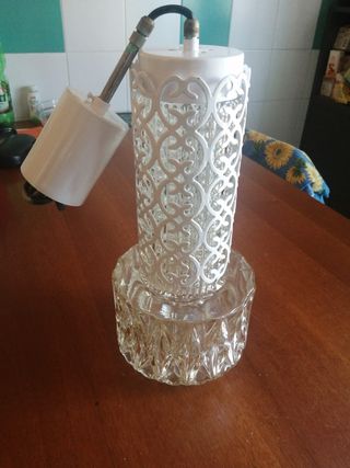 Lampadario sospensione anni 70 vetro e metallo