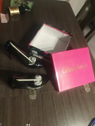 Zapatos de tacón charol rosa T37