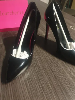 Zapatos de tacón charol rosa T37