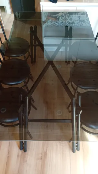 Mesa comedor cristal y 6 sillas