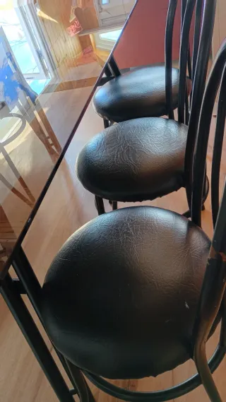 Mesa comedor cristal y 6 sillas