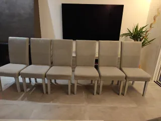 Lote 6 Sillas Comedor Tela Gris