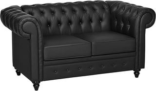 Divano 2 Posti Stile Chesterfield in Finta Pelle,