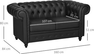 Divano 2 Posti Stile Chesterfield in Finta Pelle,
