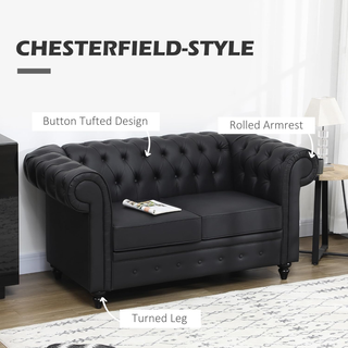Divano 2 Posti Stile Chesterfield in Finta Pelle,