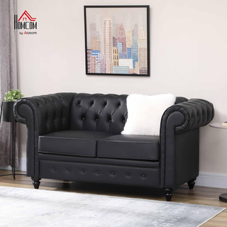 Divano 2 Posti Stile Chesterfield in Finta Pelle,