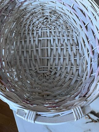 Cesto ovale in vimini bianco