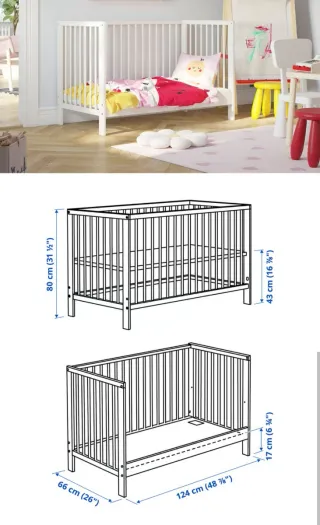 Cuna blanca Ikea Sundvik con colchón