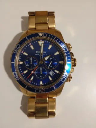 Reloj Festina Cronógrafo Hombre Azul Dorado