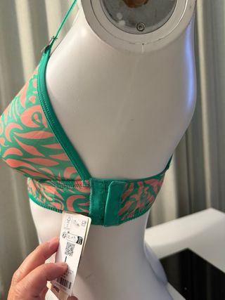 Sujetador estampado verde y rosa Talla L