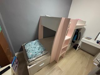 Cama Litera Infantil Blanca y Rosa