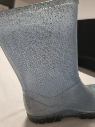 Botas de agua niña azul y plateado talla 32