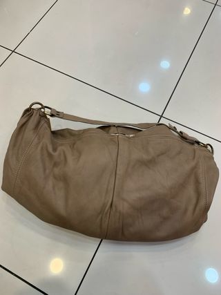 Borsa donna in pelle beige/marrone