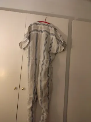 Mono lino rayas verticales, azules blancas y beige