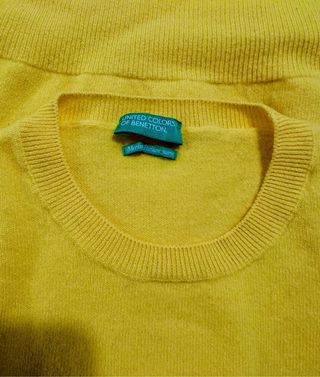 Jersey Benetton Lana Manga Larga Amarillo
