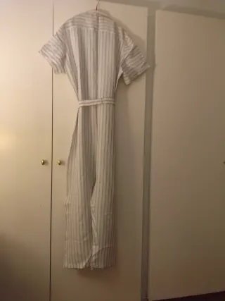 Mono lino rayas azules y blancas, mangas cortas