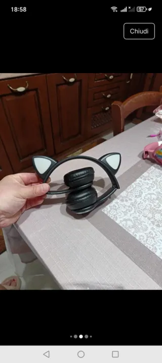 Cuffie nere con orecchie da gatto bluetooth