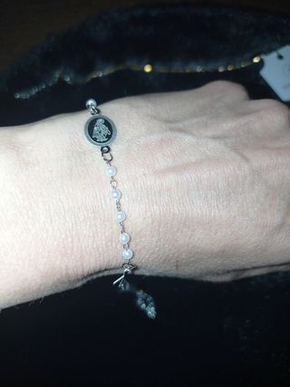 Bracciale e collana rosario acciaio