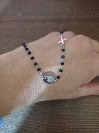 Bracciale e collana rosario acciaio