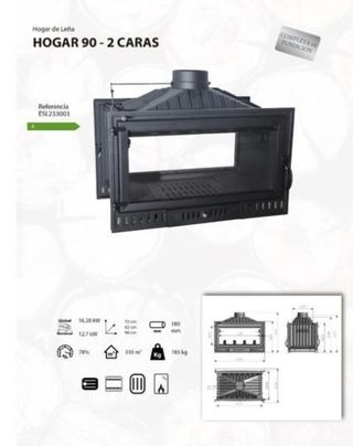 Estufa de Leña de 2 Caras Nueva BAR1007