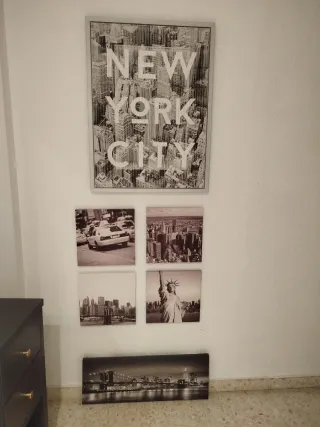 Mueble recibidor + 6 cuadros NY